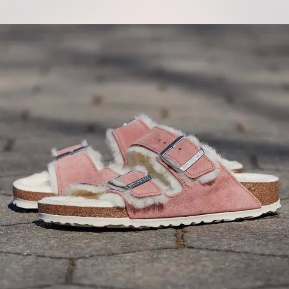 Birkenstock Pink Furry Sandals